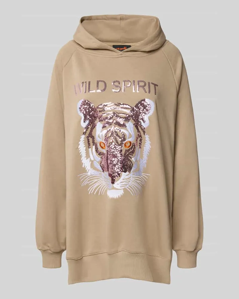 Miss Goodlife Oversized Hoodie aus reiner Baumwolle mit Motiv-Print Sand
