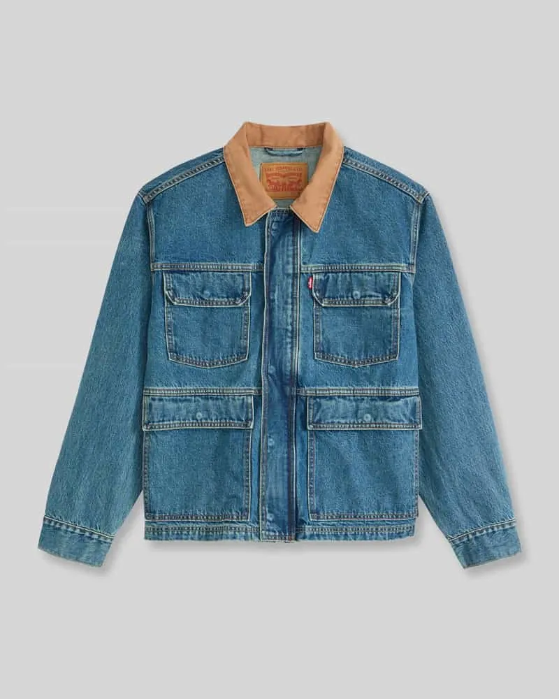 Levi's Relaxed Fit Jeansjacke aus reiner Baumwolle mit Cord-Kragen Jeansblau