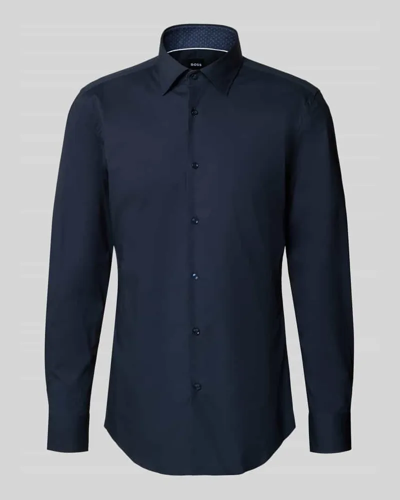 HUGO BOSS Slim Fit Businesshemd aus Baumwoll-Mix Modell 'H-HANK Marine