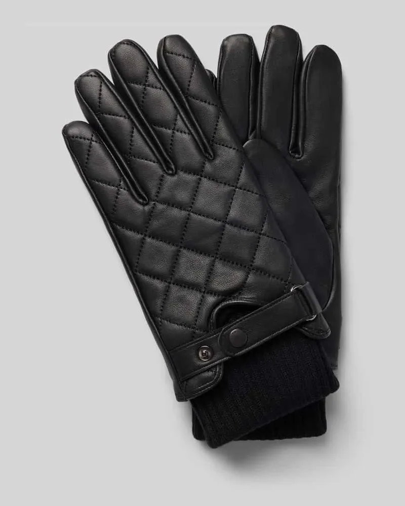 Barbour Handschuhe aus Rindsnappa mit Riegeldetail Black