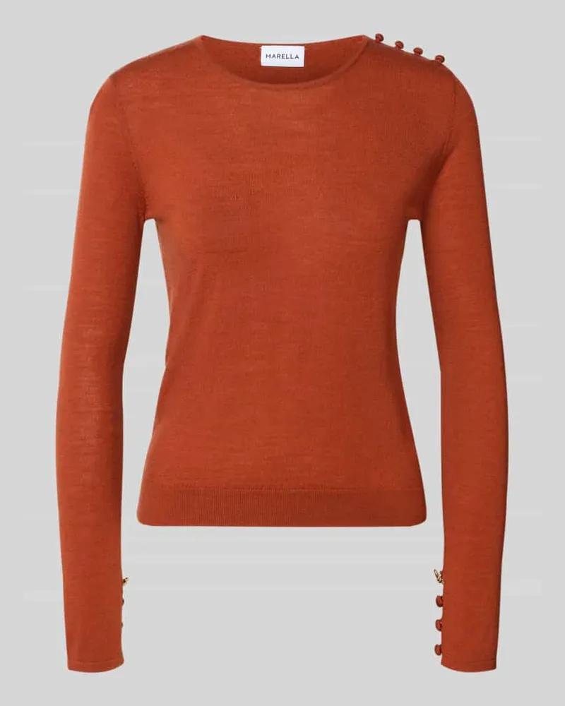 MARELLA Regular Fit Strickpullover mit Knopf-Details Dunkelrot