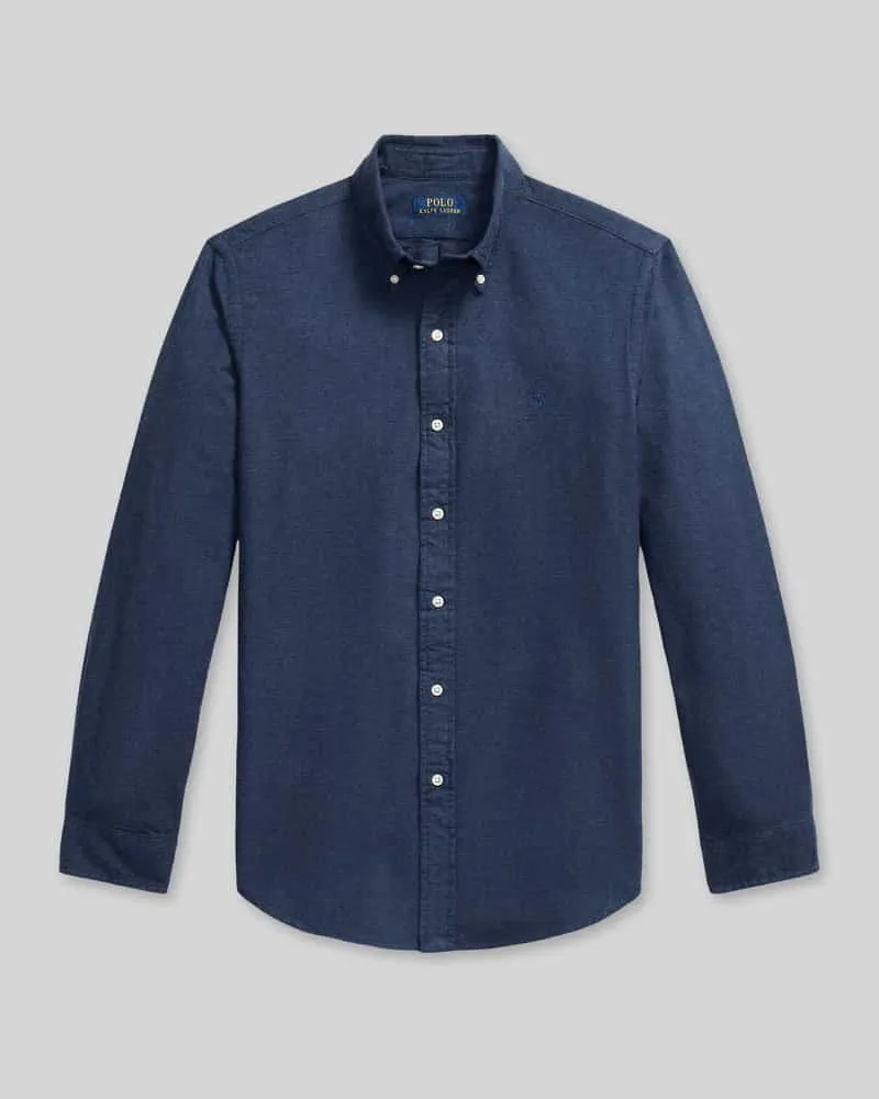 Ralph Lauren Custom Fit Freizeithemd aus reiner Baumwolle Mittelgrau