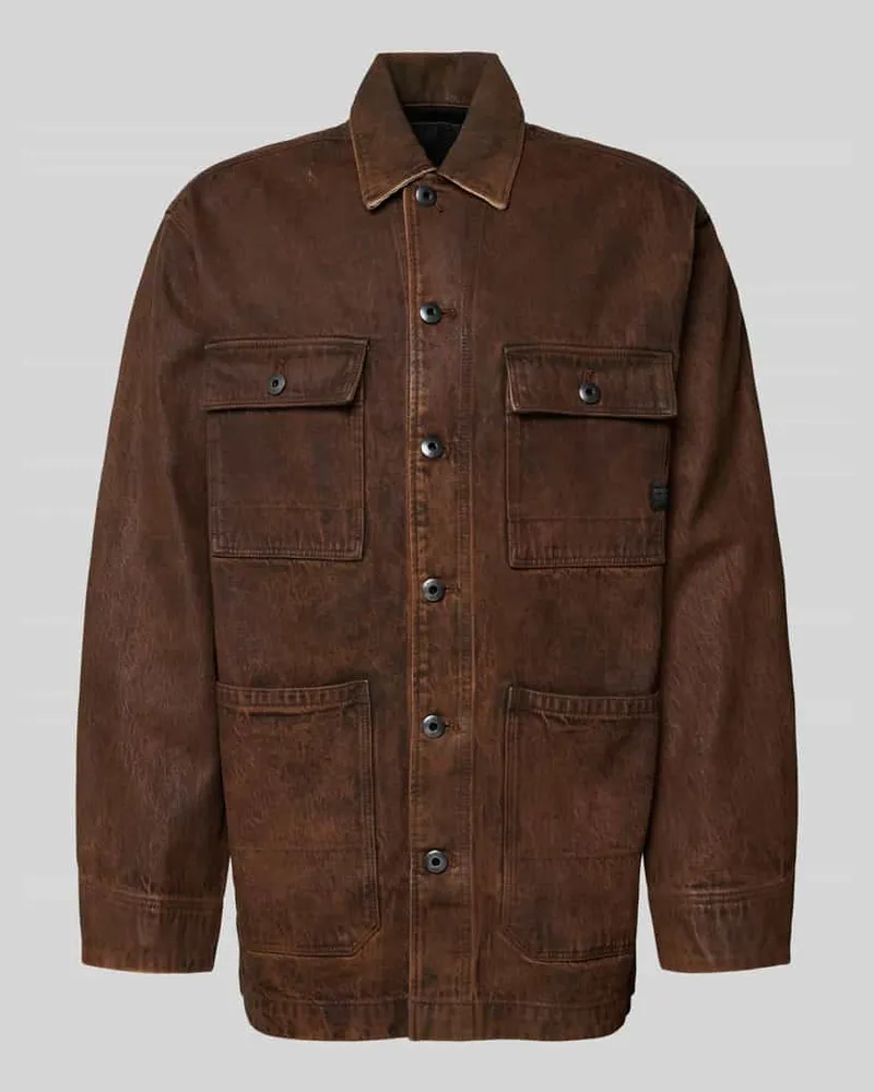 G-STAR RAW Relaxed Fit Jacke in Leder-Optik Modell 'Chore Rostrot