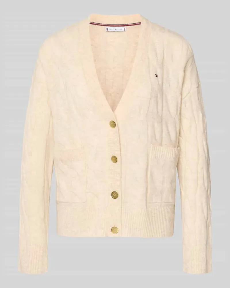 Tommy Hilfiger Oversized Strickjacke aus reiner Wolle Ecru