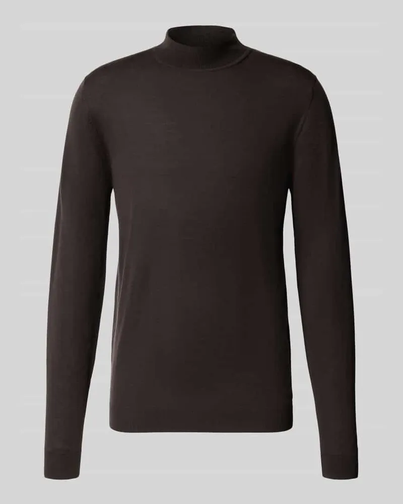 Roy Robson Strickpullover aus Schurwolle mit Stehkragen Taupe
