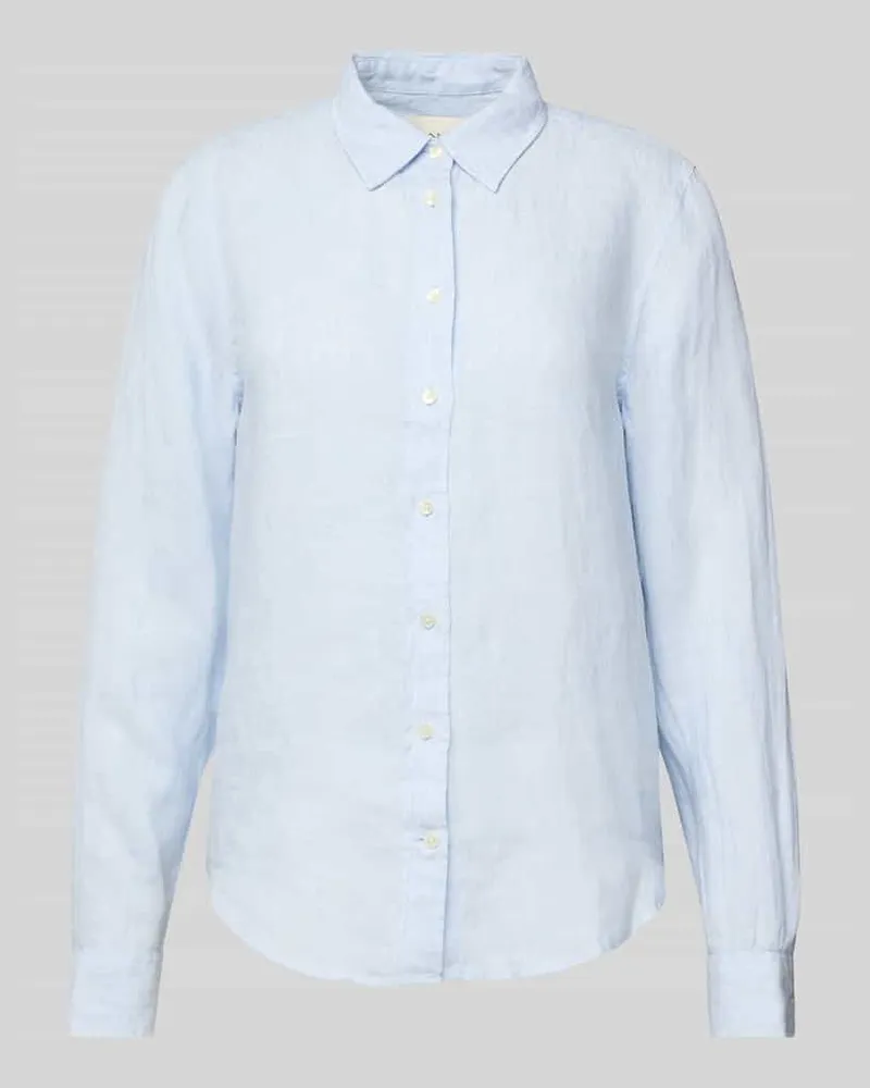 Gant Regular Fit Leinenhemdbluse mit Umlegekragen Hellblau