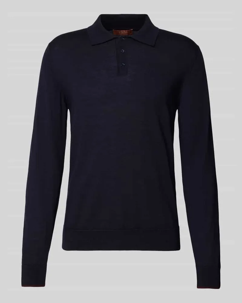 CRUNA Strickpolo mit Kentkragen Marine