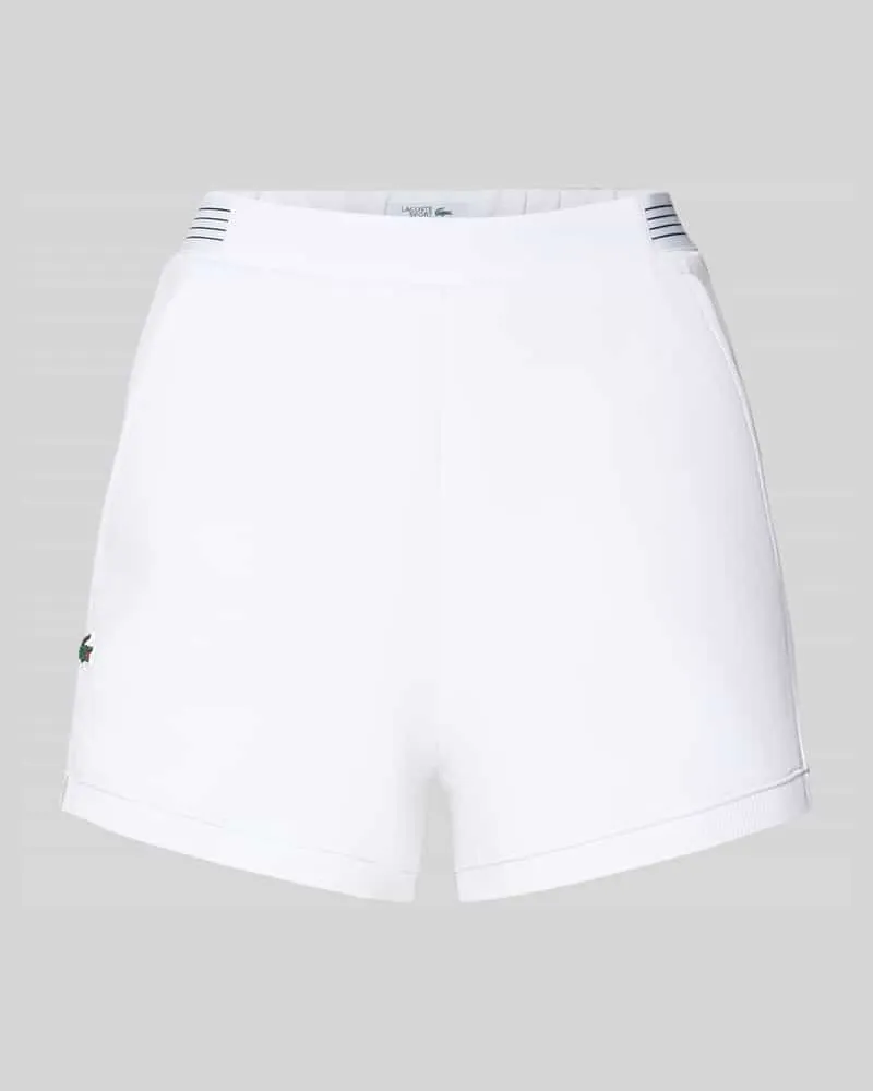 Lacoste Regular Fit Sweatshorts mit Logo-Applikation Weiss