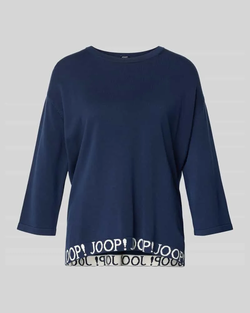 JOOP! Strickpullover mit Label-Details und 3/4-Arm Modell 'Kussa Marine