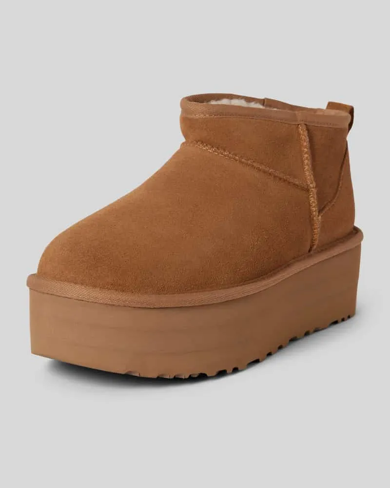 UGG Boots aus Leder mit Plateausohle Modell 'CLASSIC ULTRA MINI Camel