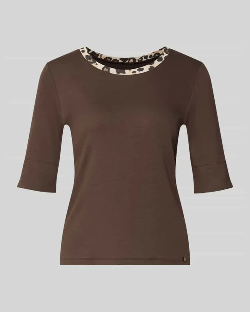 Marc Cain T-Shirt mit kontrastierendem Ausschnitt REMIX SPORTS E Mittelbraun