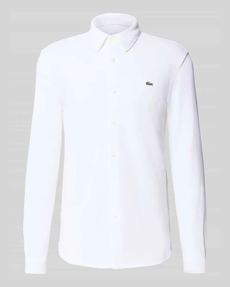 Lacoste Slim Fit Freizeithemd in Struktur-Optik Weiss