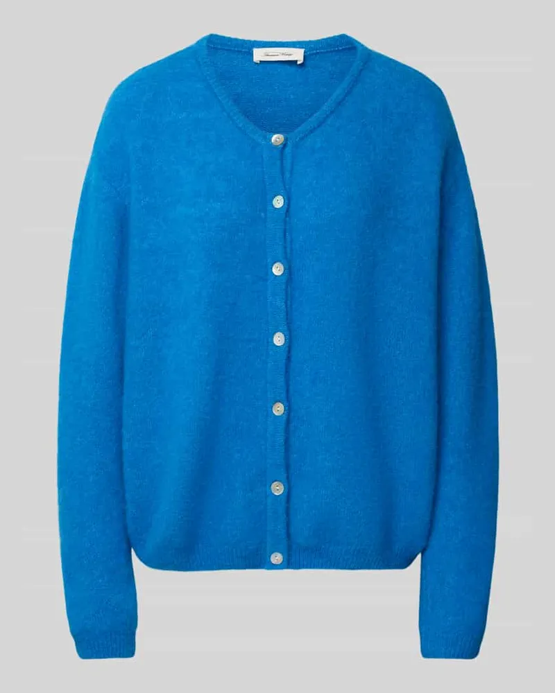 American Vintage Relaxed Fit Strickjacke aus Woll-Mix mit Leinen-Anteil Blau