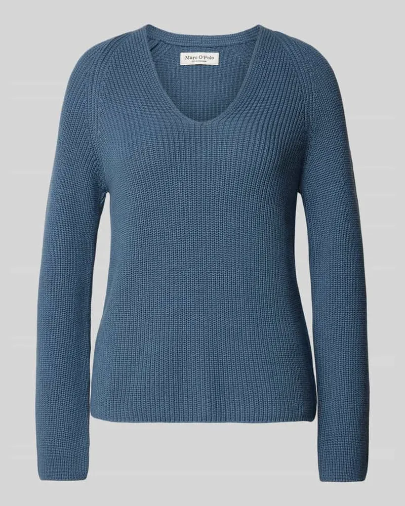 Marc O'Polo Strickpullover mit U-Ausschnitt Rauchblau