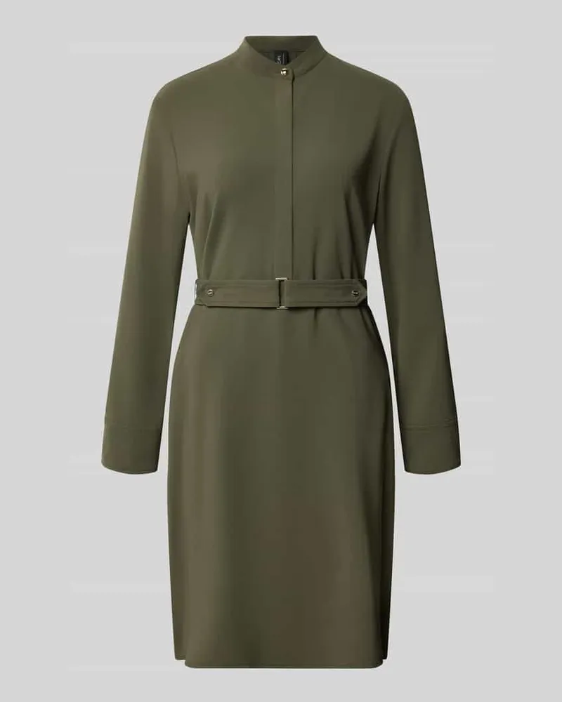Marc Cain Knielanges Kleid mit Stehkragen und Gürtel Khaki