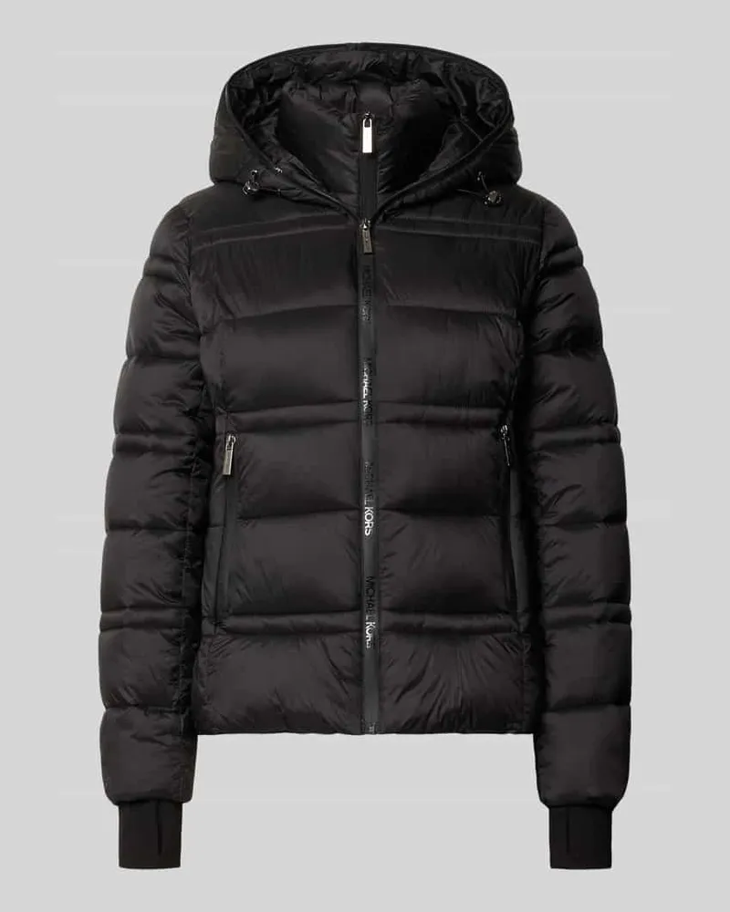 Michael Kors Steppjacke mit Kapuze und Reißverschlusstaschen Black