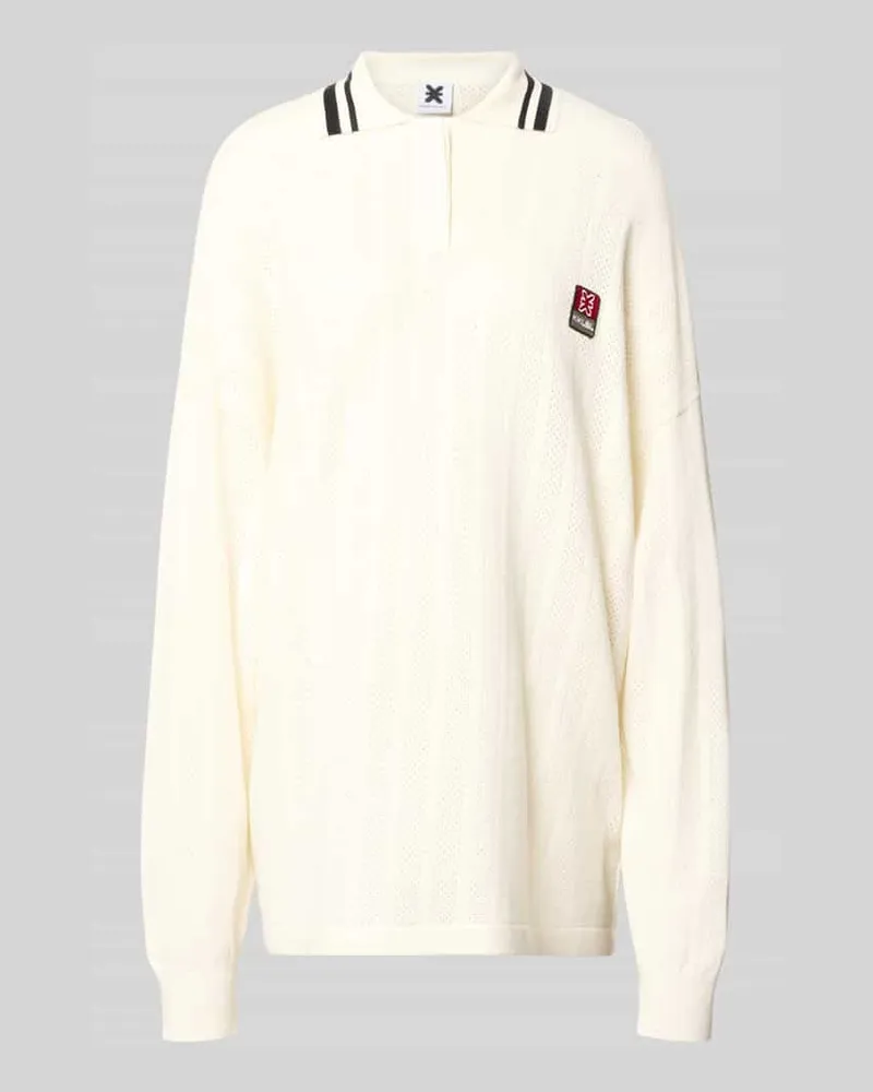 Karo Kauer Oversized Longsleeve in Strick-Optik mit Polokragen Offwhite