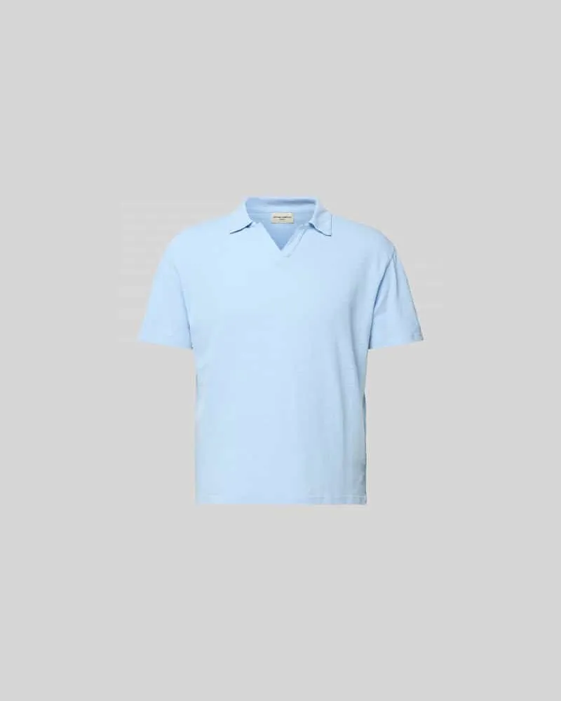 Officine Generale Poloshirt mit V-Ausschnitt Hellblau