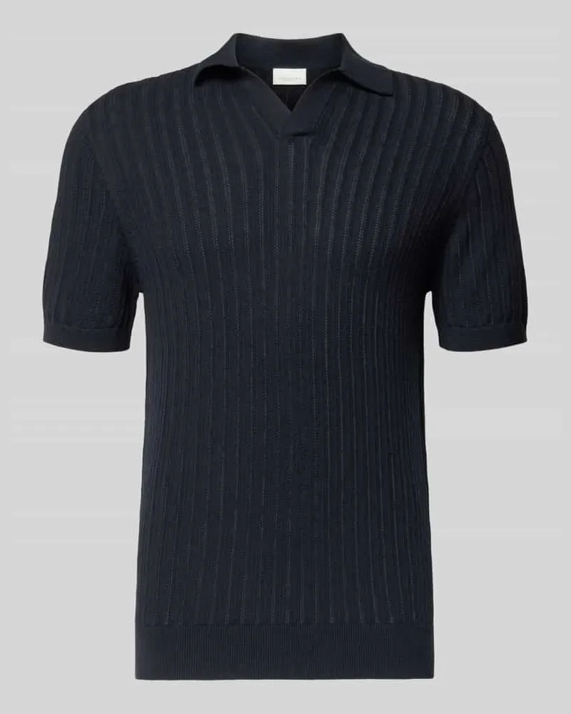 Profuomo Slim Fit Poloshirt aus Baumwoll-Leinen-Mix Marine