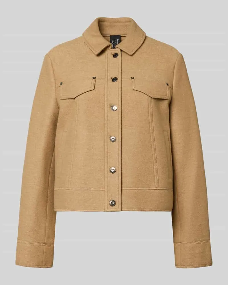 Marc Cain Hemdjacke aus Wolle mit Brusttaschen Sand