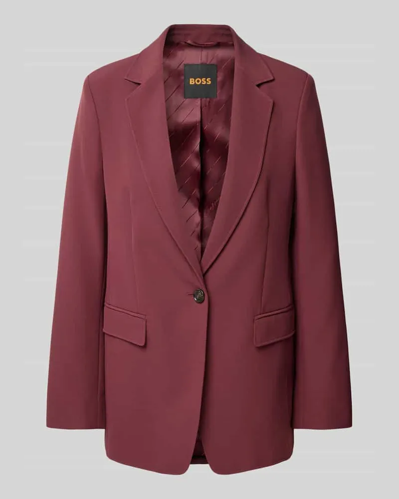 HUGO BOSS Regular Fit Longblazer mit Schulterpolstern Bordeaux