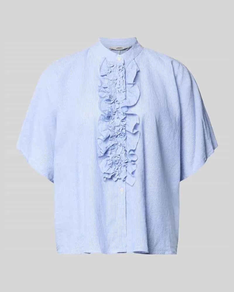 0039 Italy Relaxed Fit Bluse mit Rüschen Modell 'DAISY Hellblau