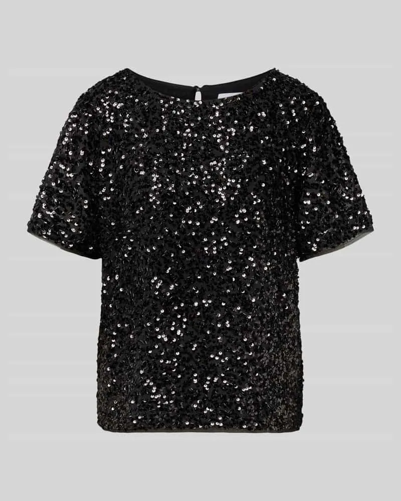 COMMA Blusenshirt mit Pailletten Black