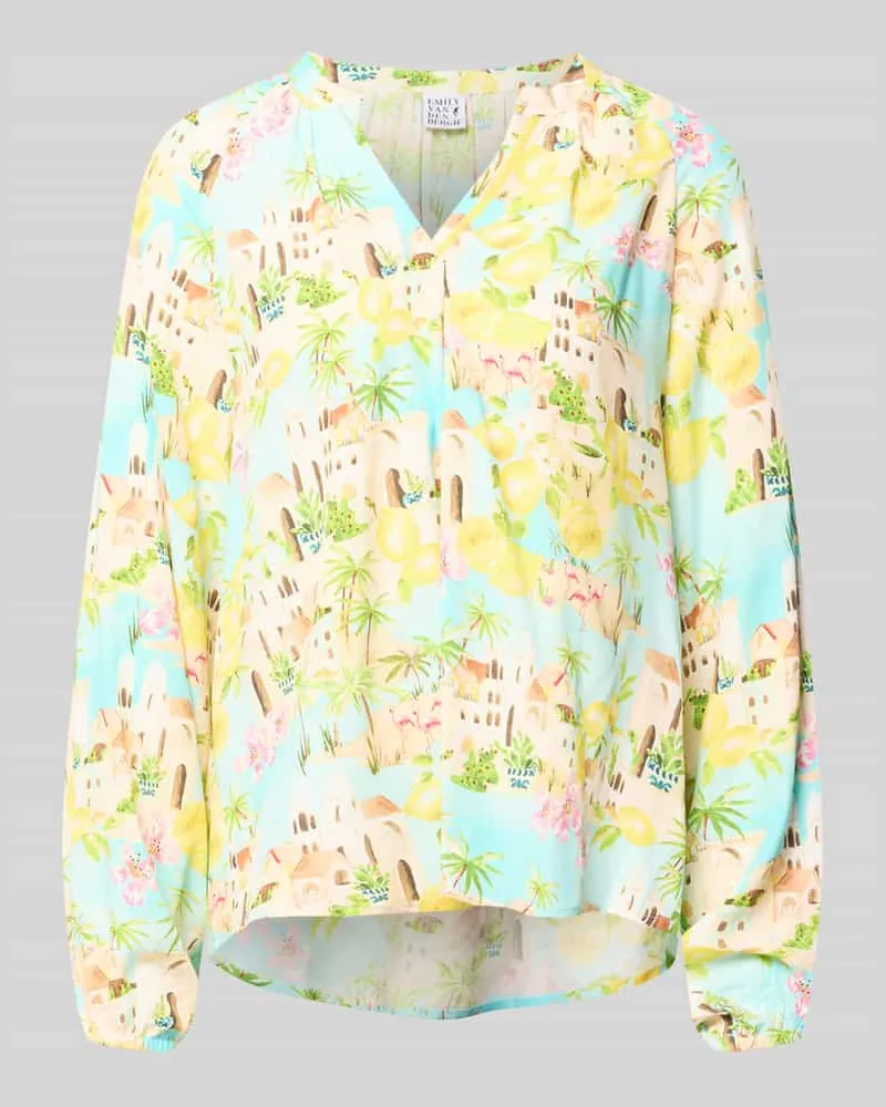 Emily van den Bergh Regular Fit Bluse aus Viskose im Allover-Look Hellgruen