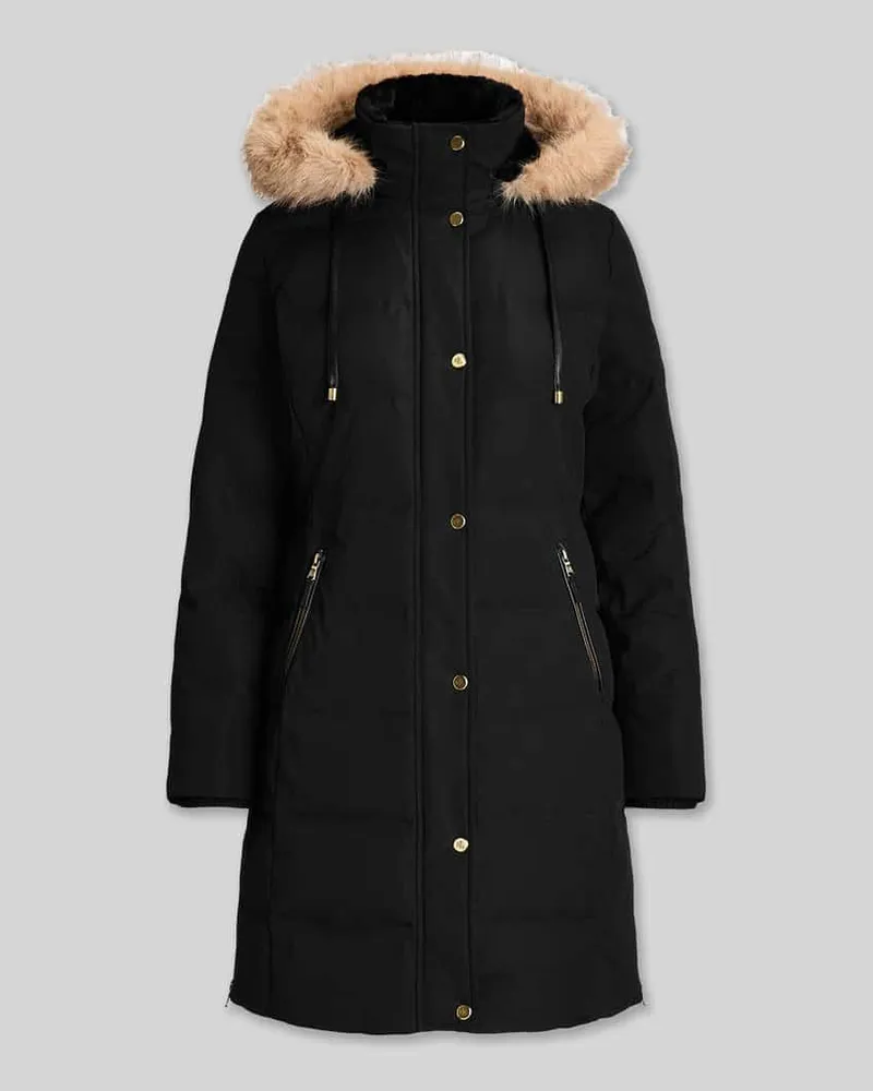 Ralph Lauren Regular Fit Daunenmantel mit Besatz aus Webpelz Black
