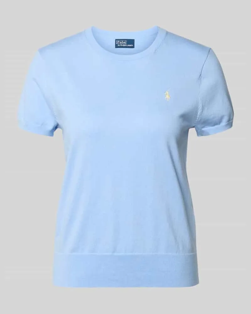 Ralph Lauren Regular Fit Strickpullover aus Baumwoll-Mix Hellblau
