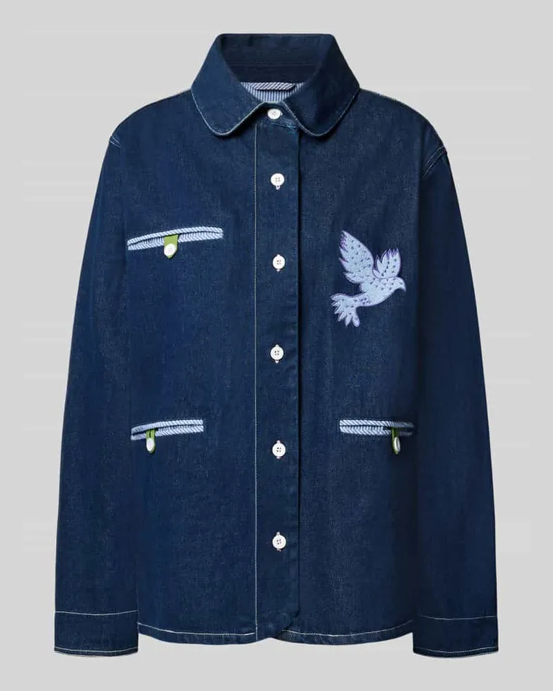 Lollys Laundry Relaxed Fit Jacke in Denim-Optik Modell 'Edda Dunkelblau