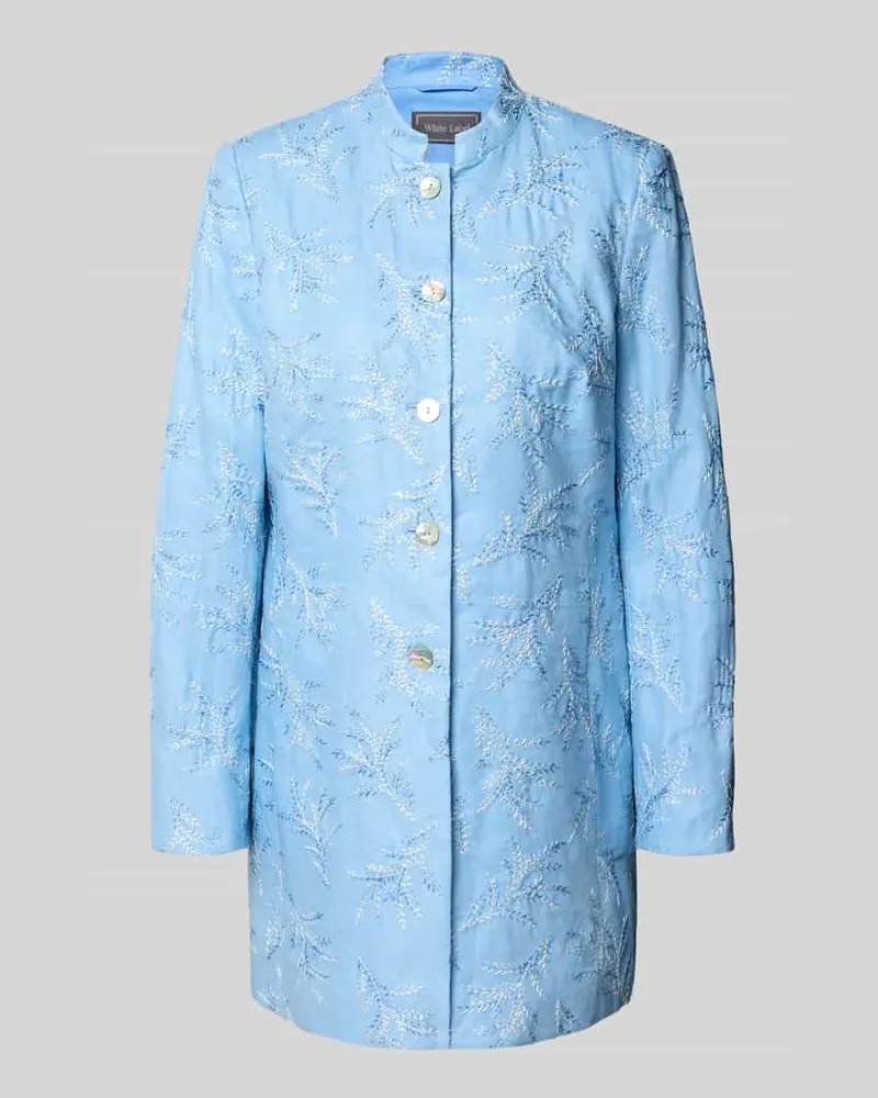 White Label Slim Fit Longblazer aus Leinen mit Stehkragen Hellblau