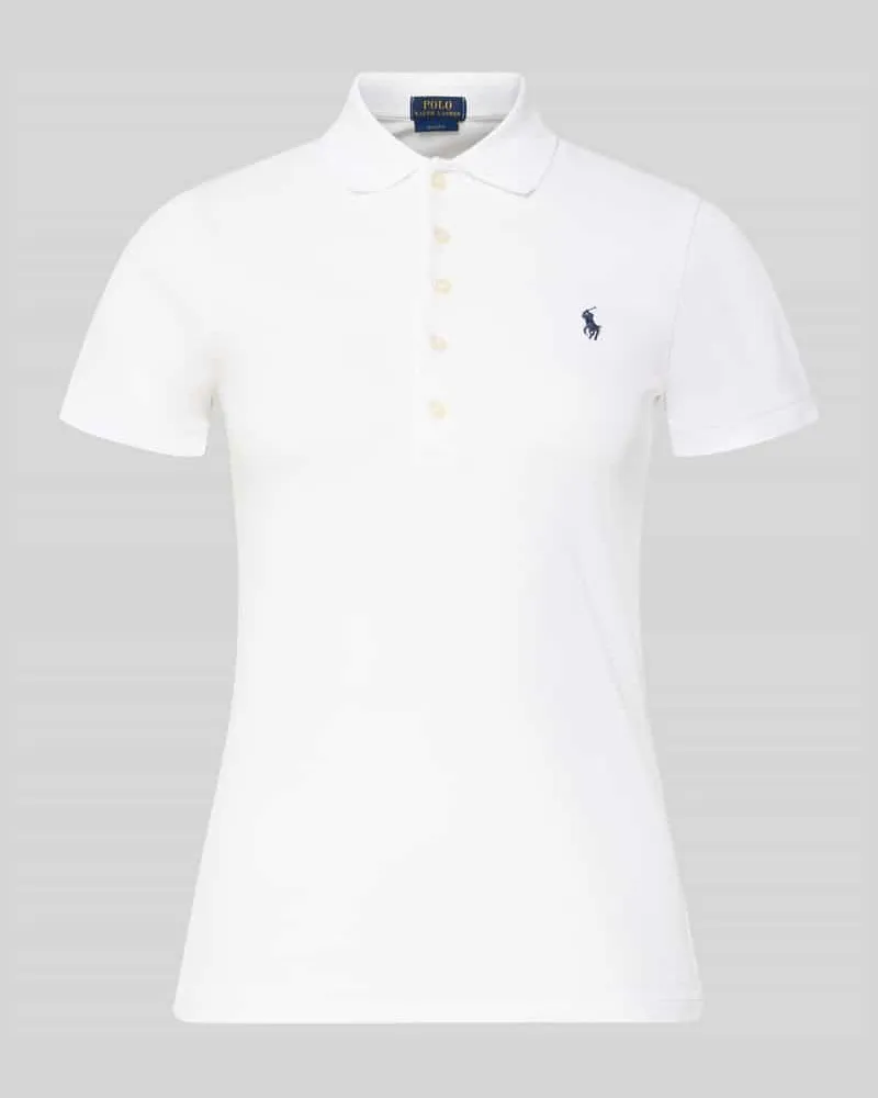Ralph Lauren Slim Fit Poloshirt mit Logo-Stitching Modell 'JULIE Weiss