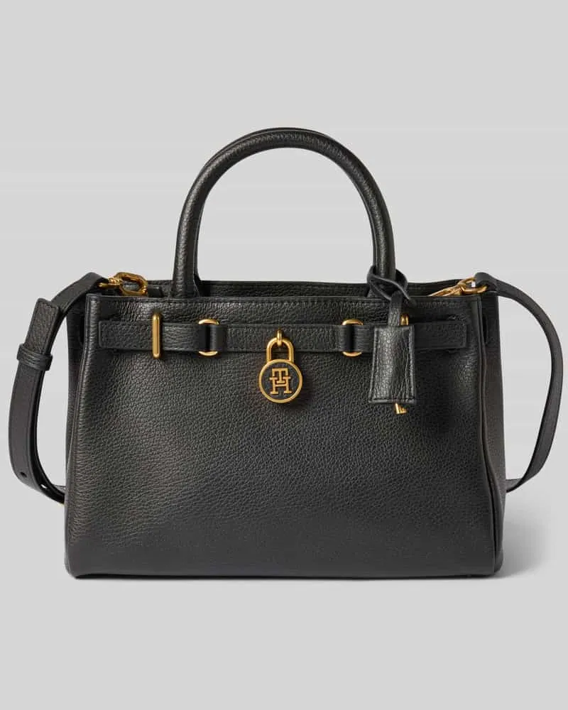Tommy Hilfiger Henkeltasche aus genarbtem Rindsleder Black