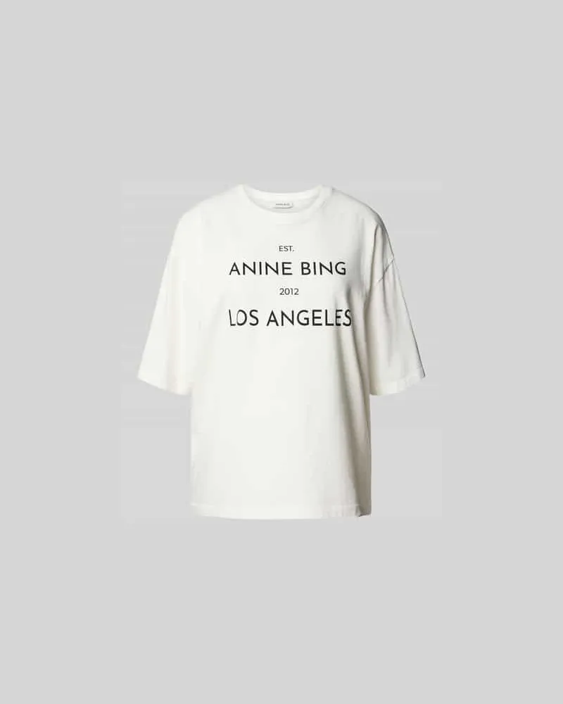 Anine Bing Oversized T-Shirt mit Label-Print Weiss