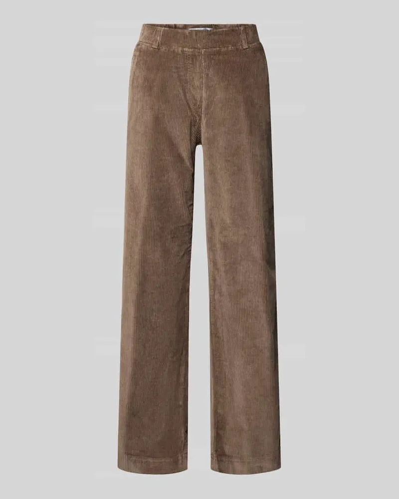 Brax Slim Fit Cordhose mit elastischem Bund Modell 'Pam Flared Taupe
