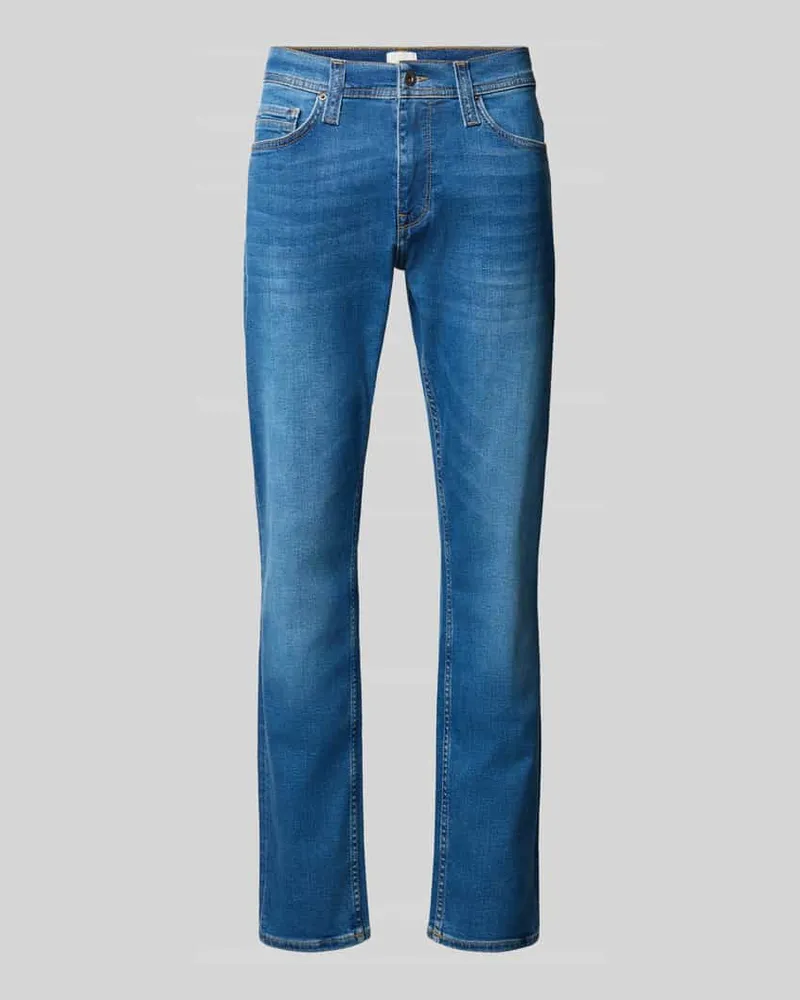 Mustang Straight Fit Jeans aus elastischem Baumwoll-Mix Modell 'Vegas Blau