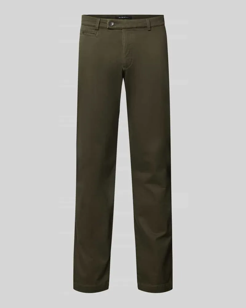 Bugatti Slim Fit Chino aus Baumwoll-Mix Dunkelgruen