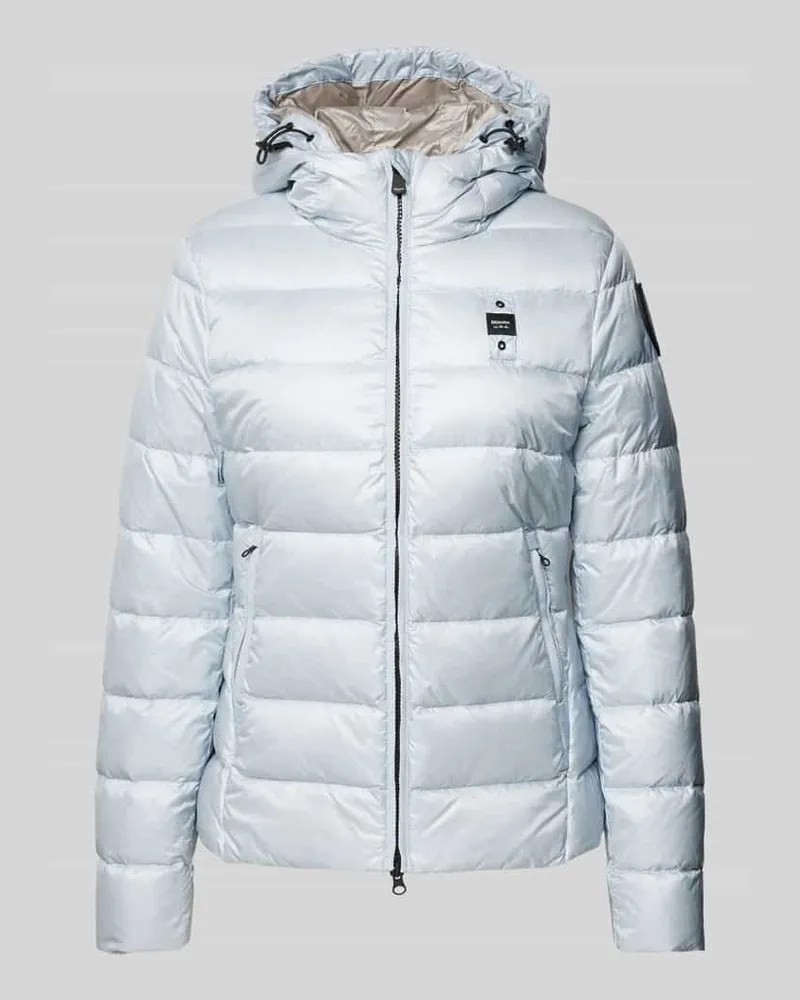 Blauer Steppjacke mit Zwei-Wege-Reißverschluss Hellblau