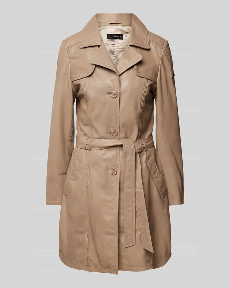 CABRINI Regular Fit Mantel aus reinem Lammnappa Offwhite