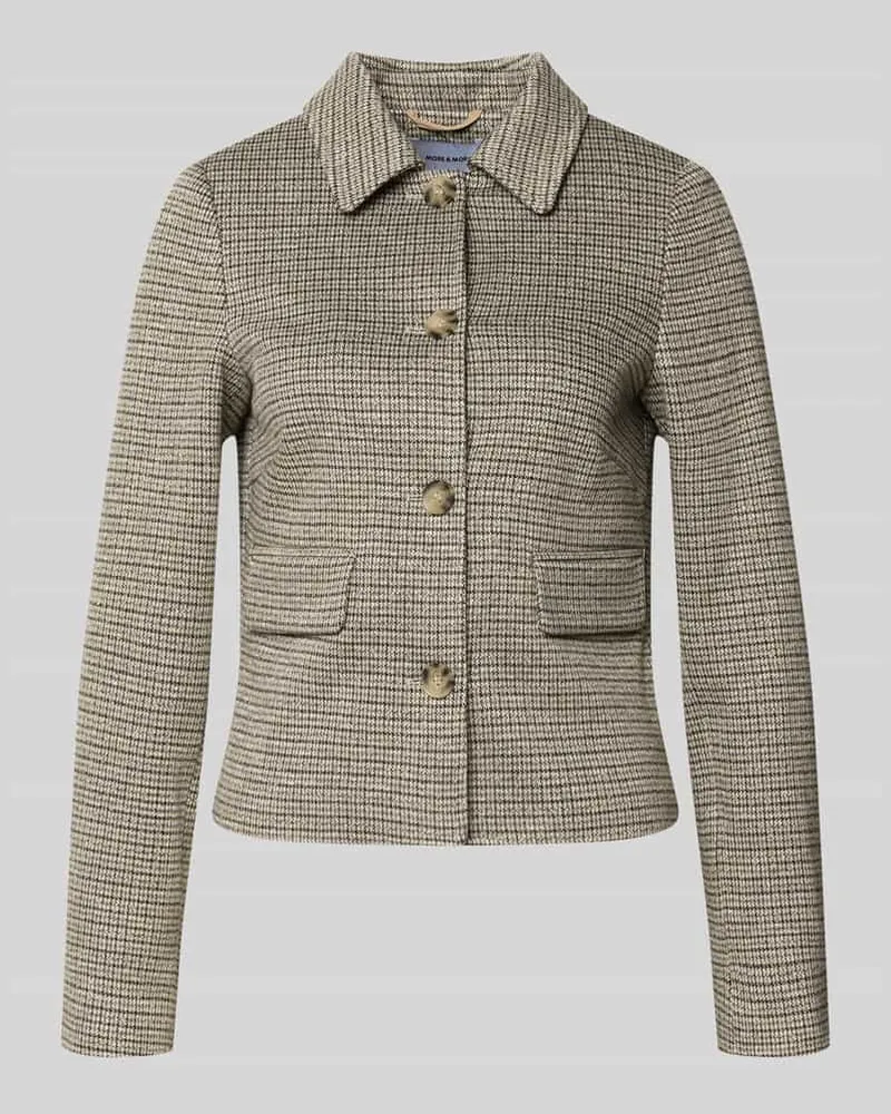 More & More Slim Fit Blazer mit Pattentaschen Hellgrau