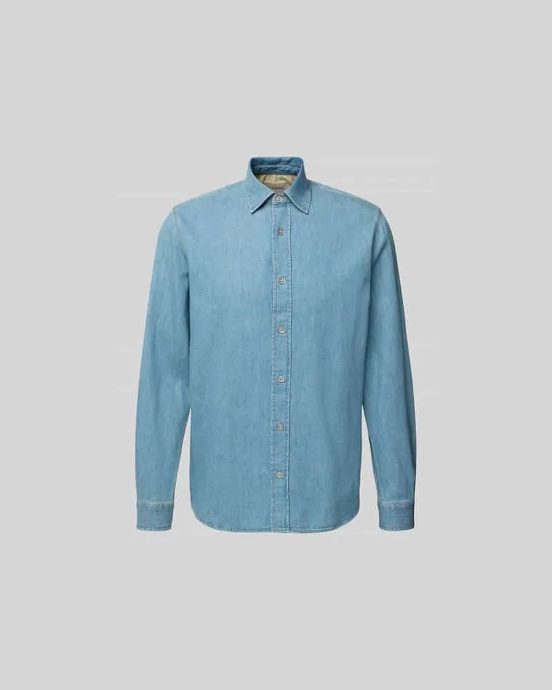 Closed Freizeithemd mit Knopfleiste Jeansblau