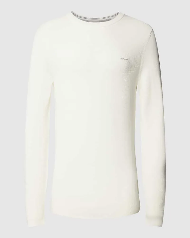 Gant Strickpullover mit Strukturmuster Offwhite