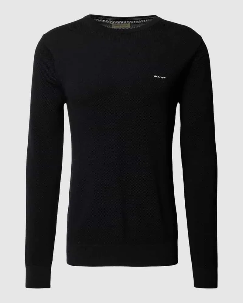 Gant Strickpullover mit Label-Stitching Black
