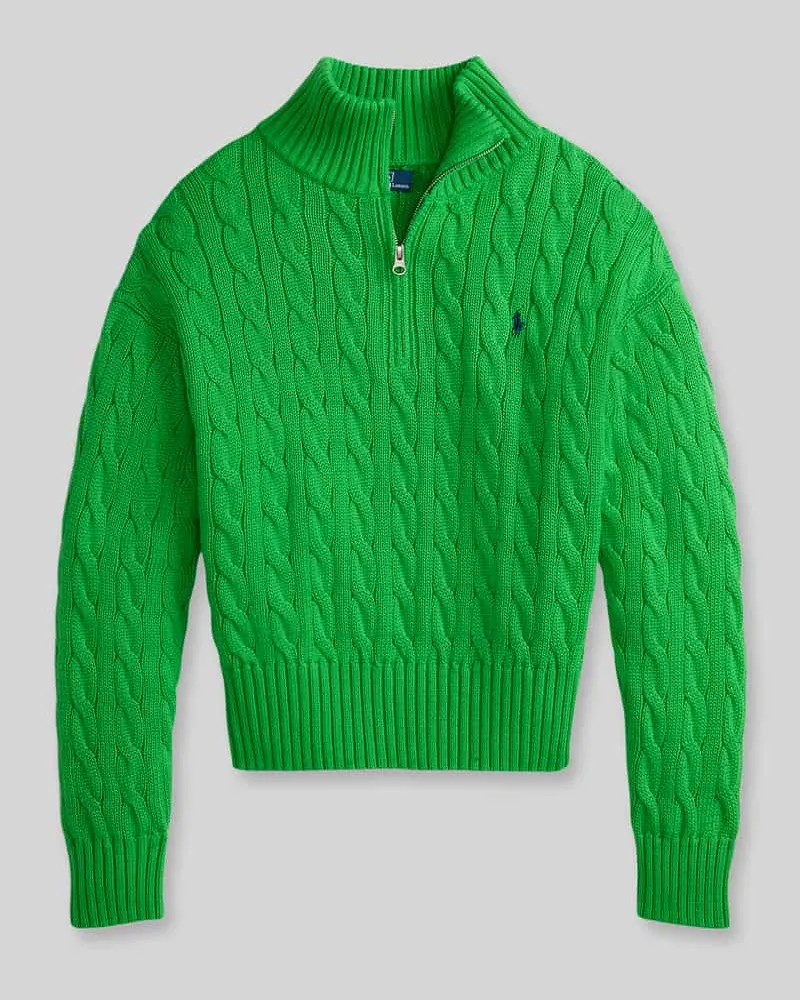 Ralph Lauren Troyer mit Zopfstrickmuster Hellgruen