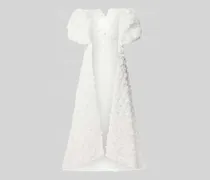 Abendkleid mit Puffärmeln und floralen Applikationen