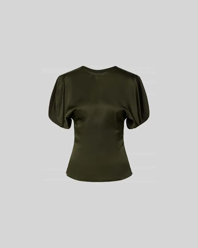 Victoria Beckham Blusenshirt mit Rundhalsausschnitt Oliv