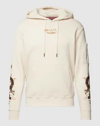 Alpha Industries Hoodie mit Label-Print Modell 'DRAGON Ecru