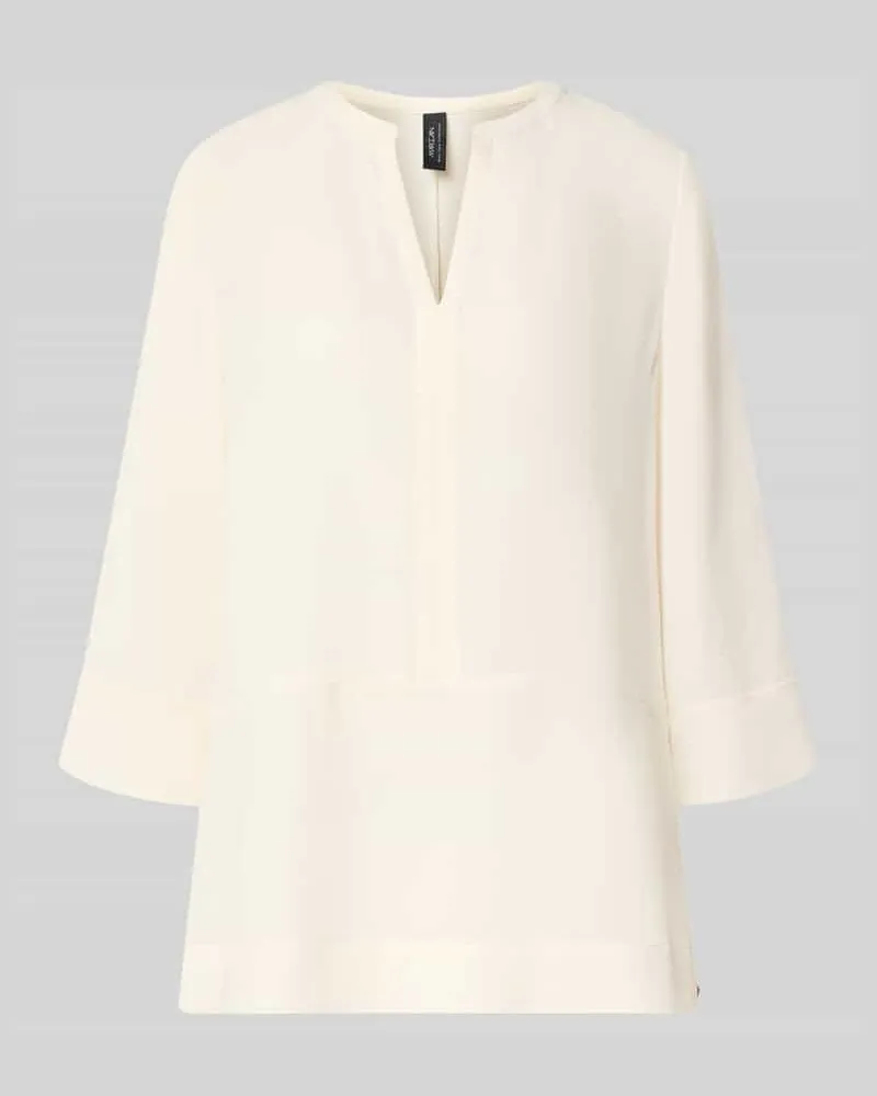 Marc Cain Regular Fit Bluse mit V-Ausschnitt und 3/4-Arm Offwhite