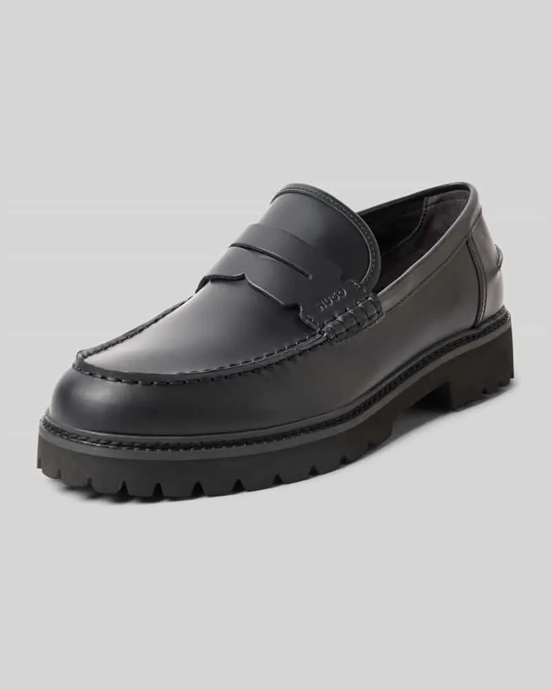 HUGO BOSS Slipper aus echtem Rindsleder Modell 'DRAVEN Black